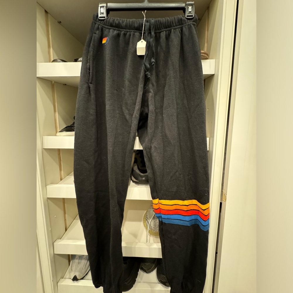 Men's Aviator Nation Rainbow Stitch Sweatpants Small BNWT